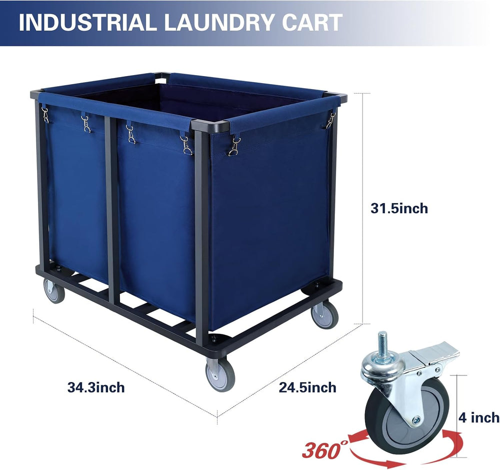 Commercial Laundry Cart with Wheels,400L Blue