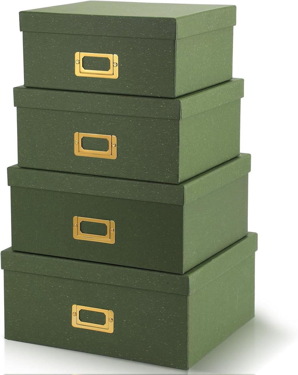 Eaasty Set of 4 Decorative Storage Boxes with Lids, Kraft Paper Boxes with Go...