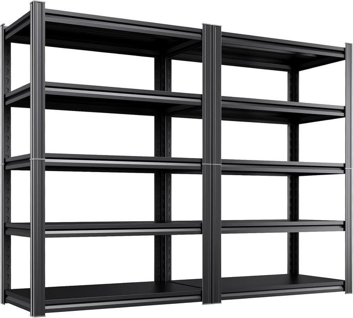 Set of 2 Heavy Duty Garage Shelving Unit, 71.2" H x 35.4" W x 16" D, 5-Tier Adjustable Storage Shelves for Garage Storage, Standing Shelf Unit & Shelves Organizer for Home, Warehouse, Workshop