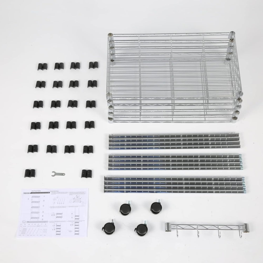 Homdox 5 Tier Steel Wire Shelving Unit on Wheels,Chrome Shelves for Garage Ki...