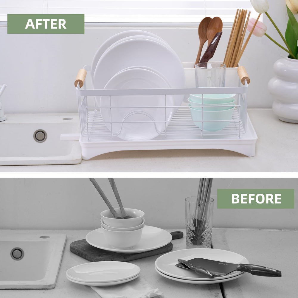 Dish Drainer Rack - Plate, Cutlery, Pots, and Pans Drying Rack for Kitchen wi...