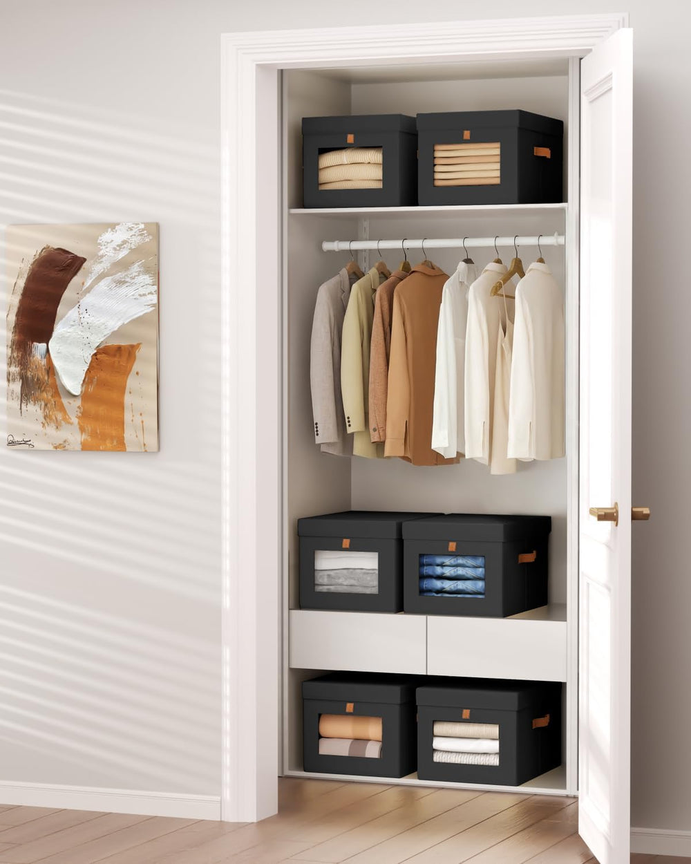 Homsorout Storage Bins with Lid – Closet Organizer with Side Opening and Clea...
