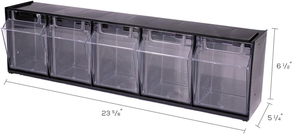 Deflecto 20504OP Five-bin horizontal tilt bin storage system, 23-5/8w x 5-1/4...