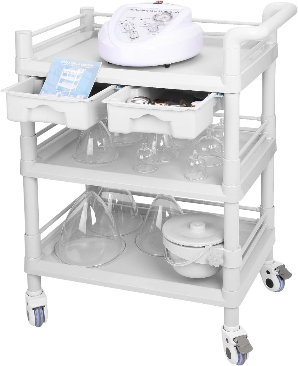 Beauty Salon Trolley Cart, Esthetician Cart with Wheels & Bucket and 2 Bi...