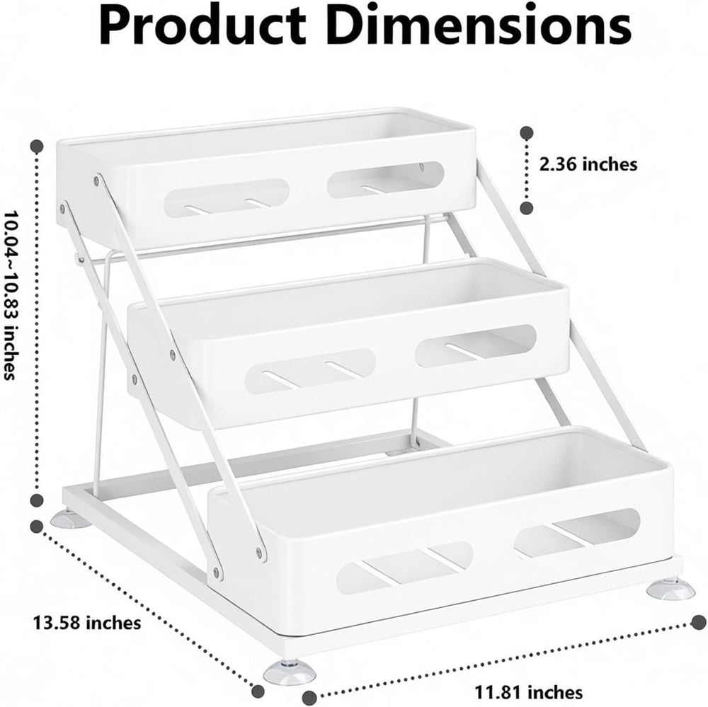 3 Tier Foldable Spice Rack, White