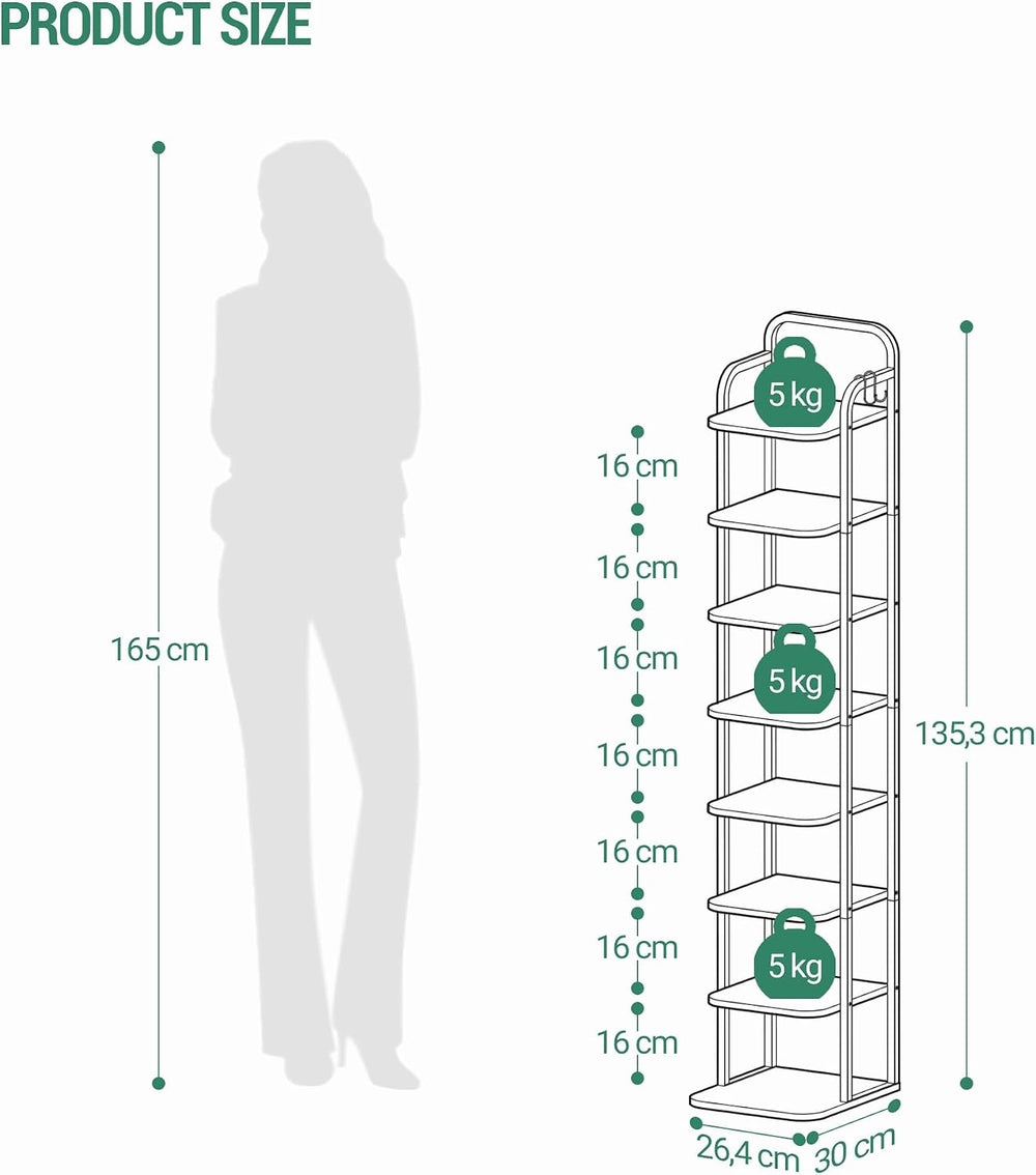 Hzuaneri 8 Tiers Vertical Shoe Rack, Narrow Shoe Tower, Tall Shoes Shelf with...