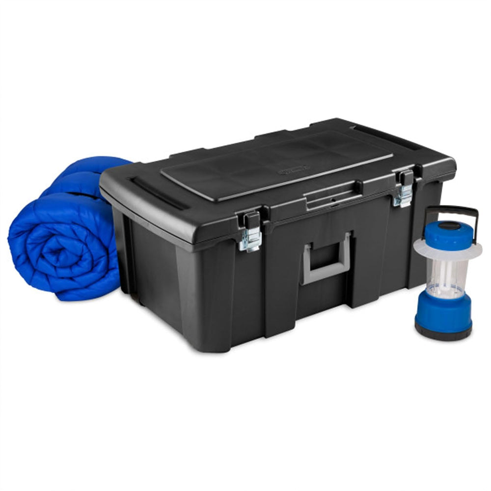 Sterilite Footlocker, Stackable Storage Bin with Latching Lid, Wheels and Han...