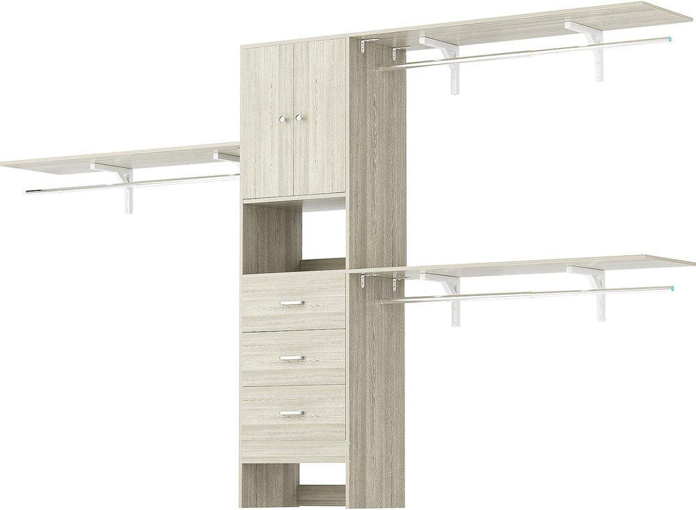 120 Inches Closet System With Doors, 10FT Walk In Closet Organizer with 3 She...