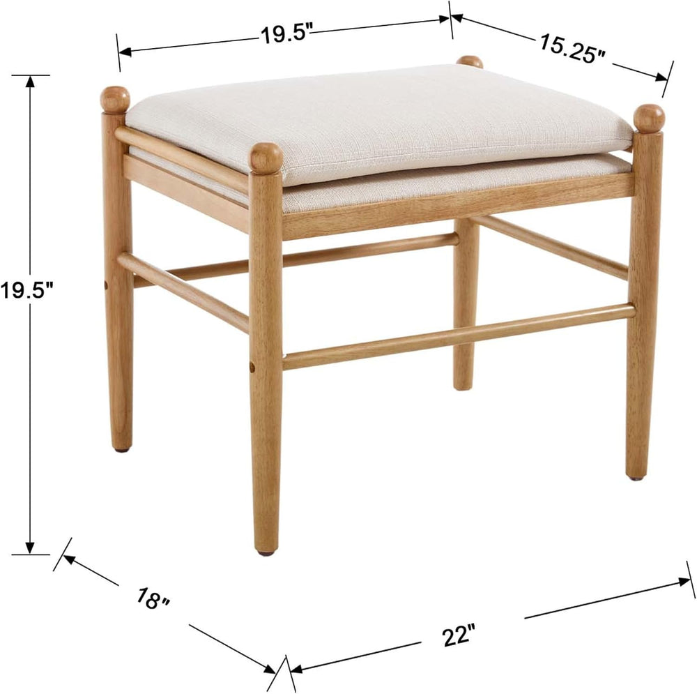 Ottoman Footrest Set of 2, 19 Inch Upholstered Vanity Bench Seat, Backless Ma...