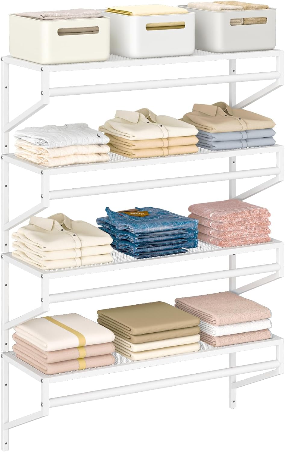 ThreeHio 4 Pack Closet Shelves Wall Mounted, 2.7 ft x 11.8in Wire Closet Shel...