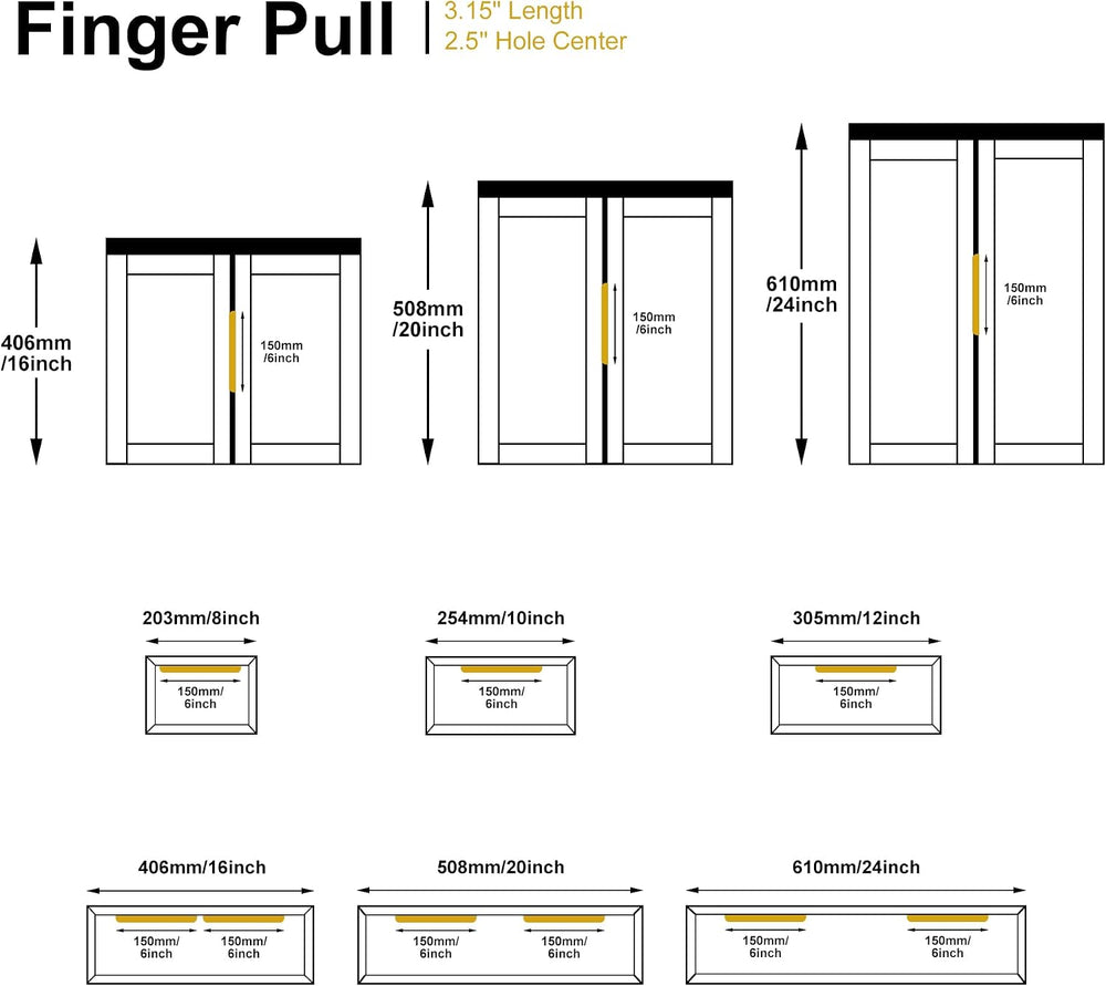 Satanga Edge Finger Tab Pulls for cabinets Kitchen Concealed Drawer Pull Alum...