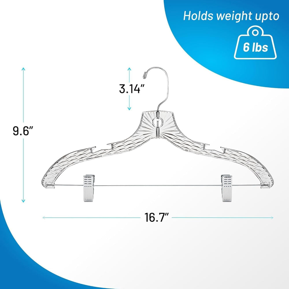 DEILSY™ Clothes Hangers with Clips 25 Pack Crystal Clear Plastic Hangers