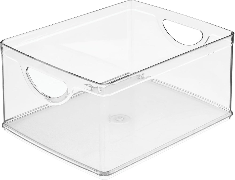 iDesign Plastic Stackable Kitchen Cabinet Storage Bin with Handles - Clear Pa...