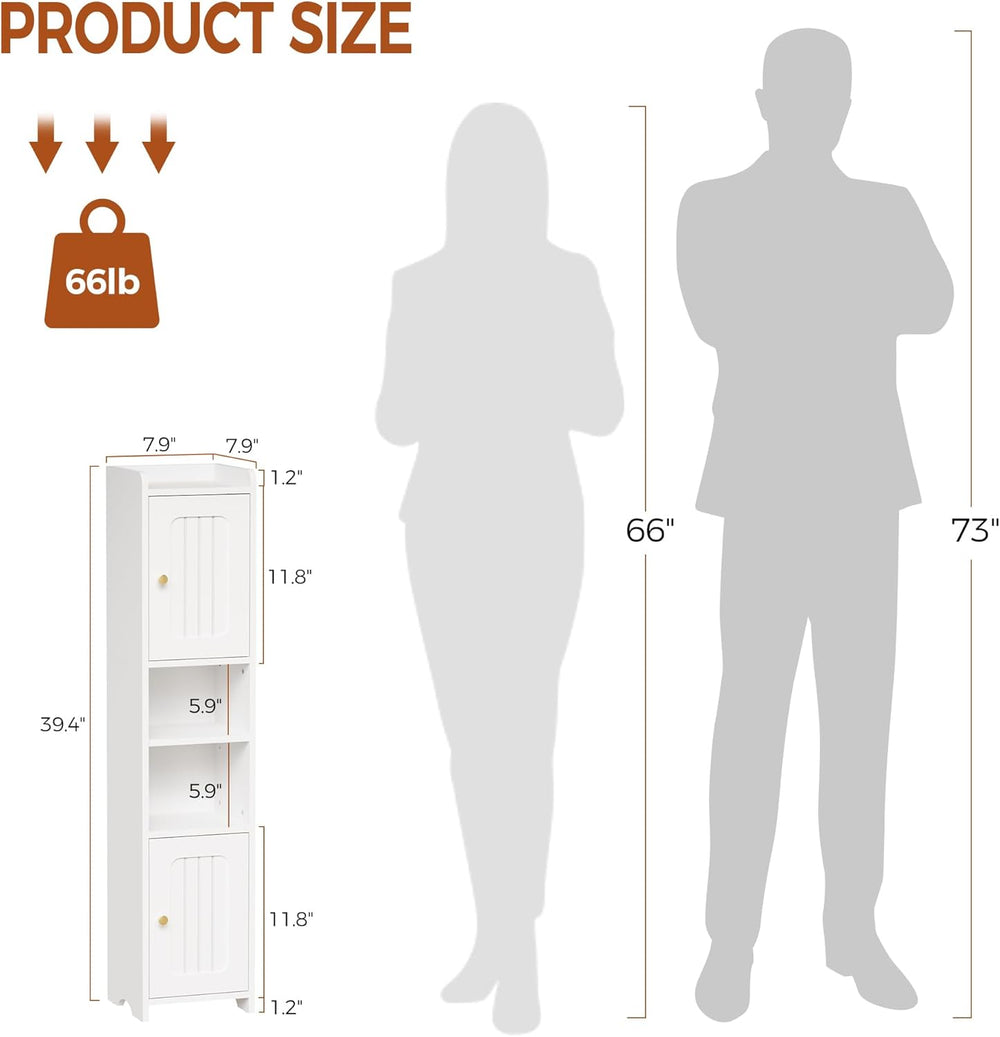 ANWBROAD Slim Bathroom Storage Cabinet with 2 Doors and Adjustable Shelf