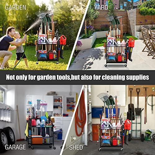 Mythinglogic Rolling Garden Tool Organizer for Garage, Yard and Lawn Tools