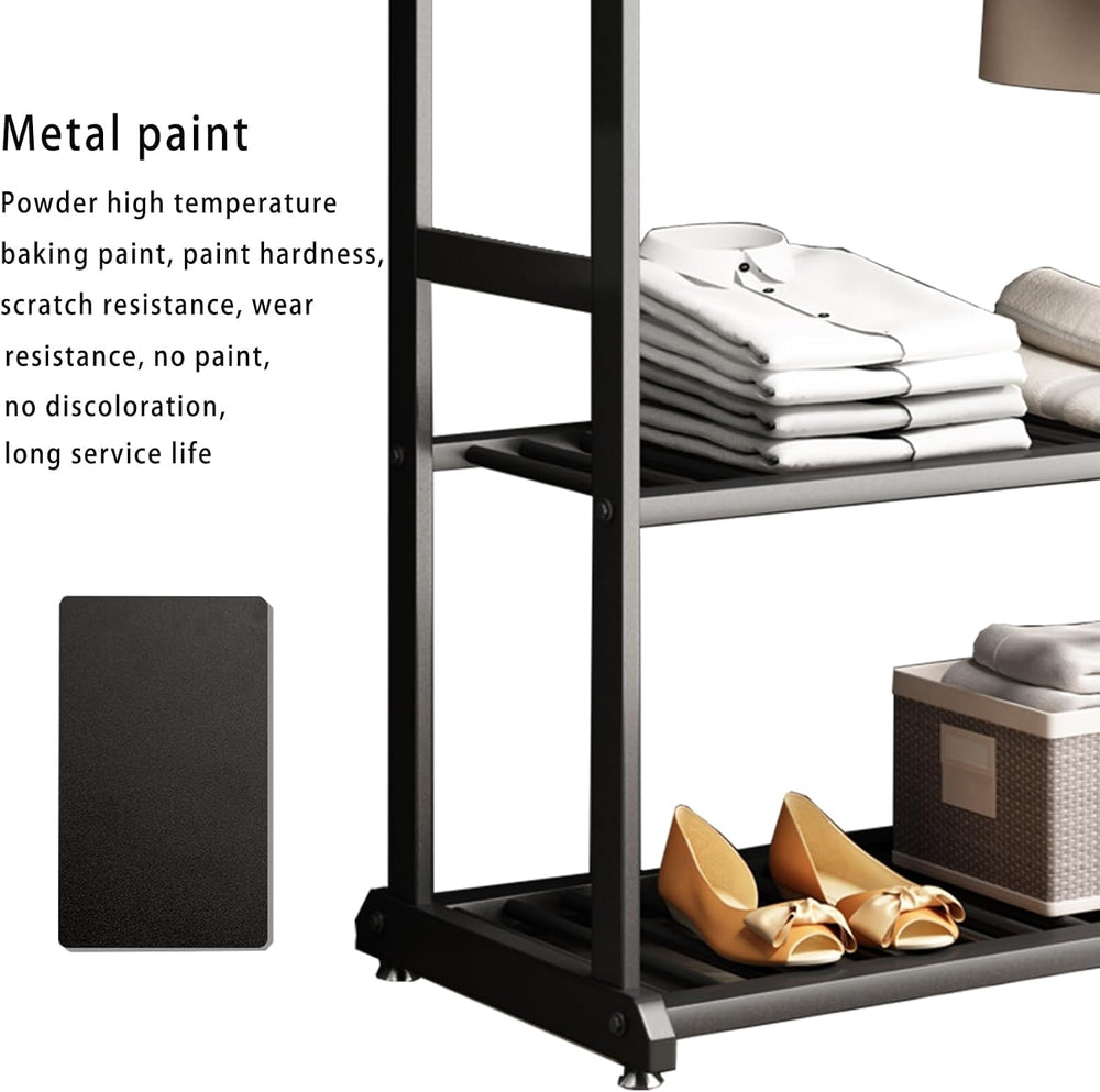 Freestanding Clothing Rack,Metal Garment Rack with Bottom Shelves and 6 Side ...