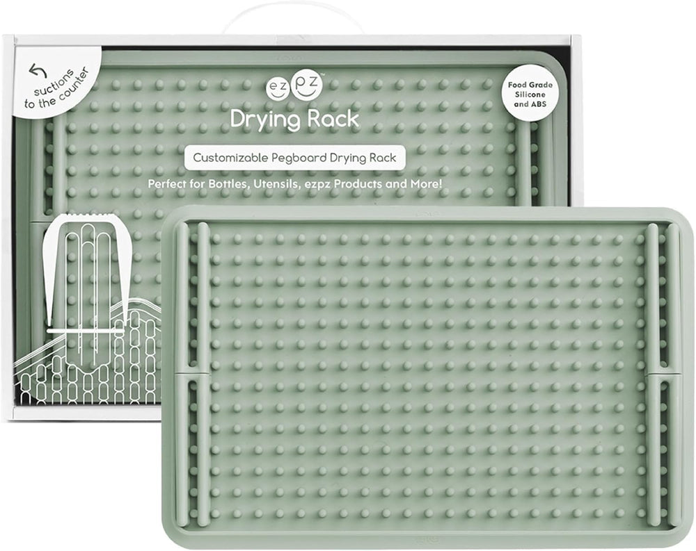 ezpz Drying Rack (Sage) - Silicone Drying Rack with Suction Base
