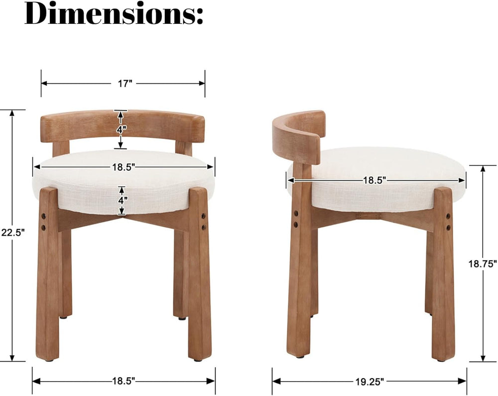 DUOMAY Modern Linen Ottomans, Beige, Set of 2