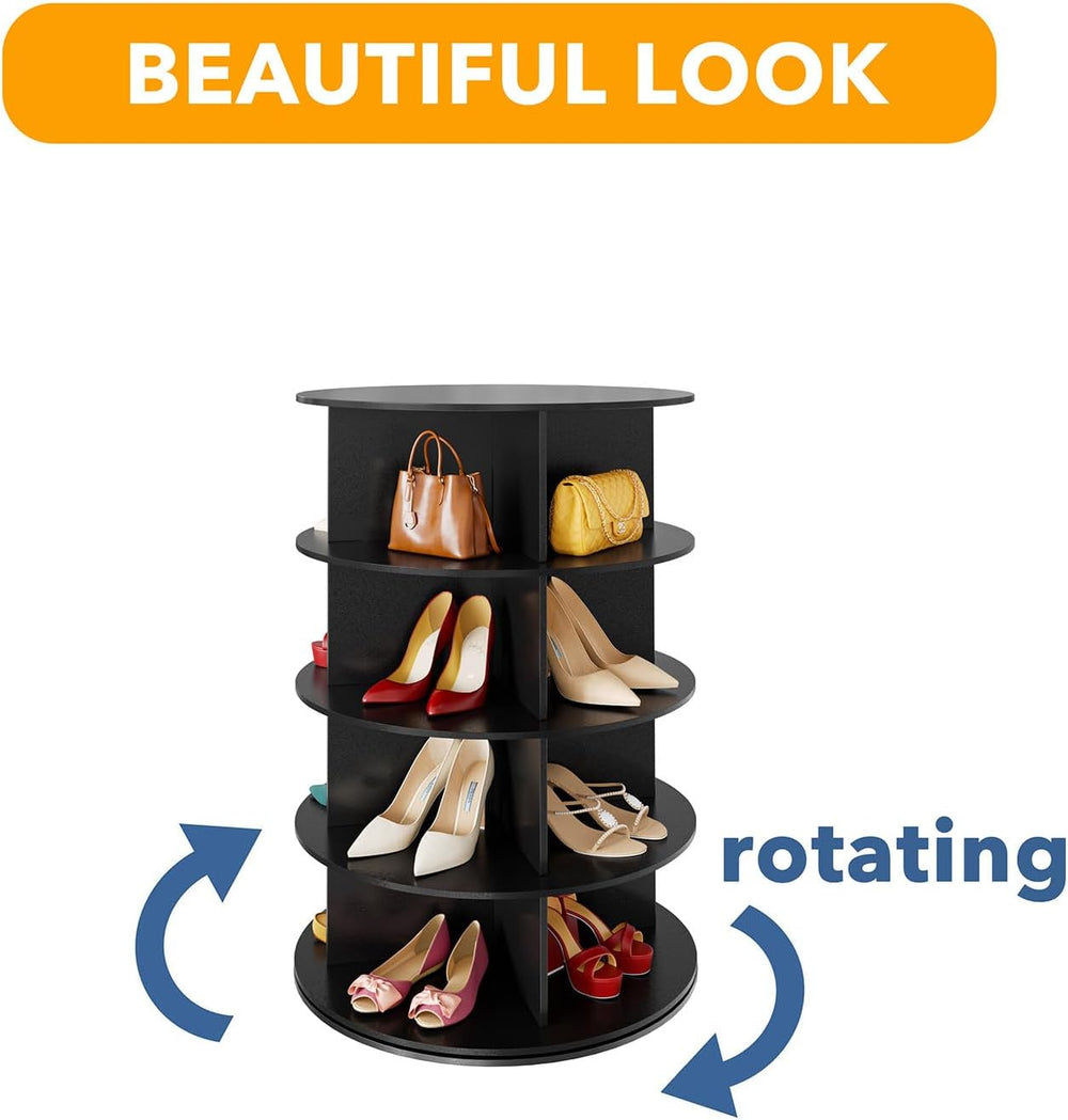 SpaceAid 4 Tier Rotating Shoe Rack Tower, Spinning Shoe Display Lazy Susan, R...