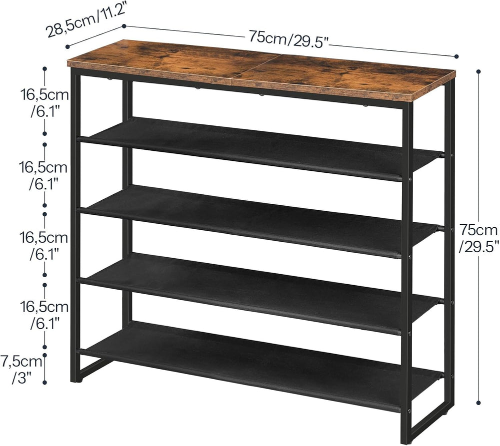 HOOBRO Shoe Rack, 5 Tier Shoe Storage Organizer with 4 Oxford Fabric Shelves ...