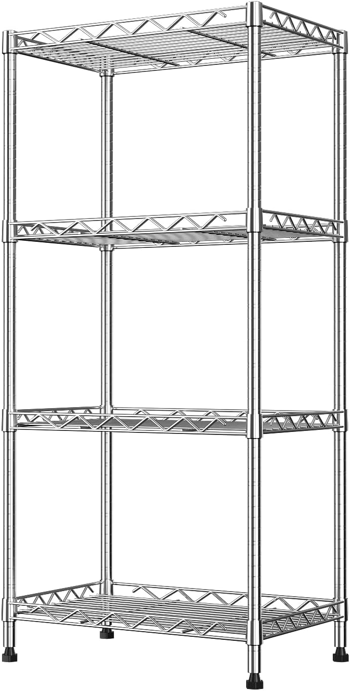 4-Tier Wire Shelf Metal Rack, Narrow Wire Shelving Unit, Small Wire Shelf