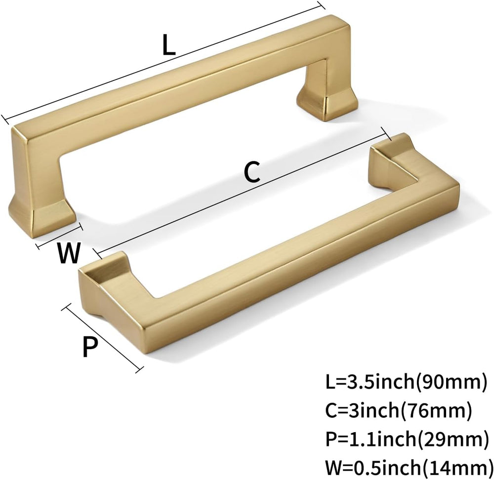 khtumeware 10 Pack 3inch(76mm) Hole Center Champagne Bronze Cabinet Pulls Hea...