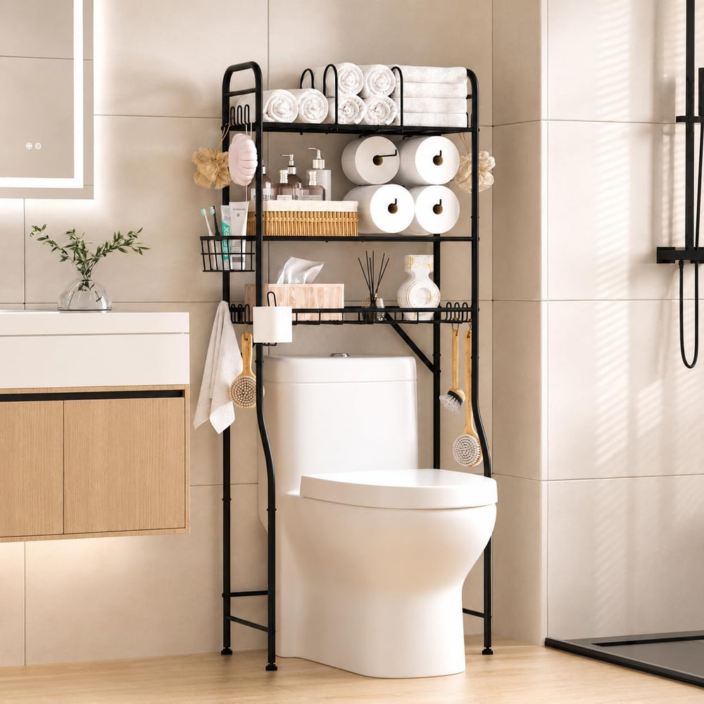 Over The Toilet Storage Rack, 3-Tier Bathroom Organizer Shelf Over Toilet wit...