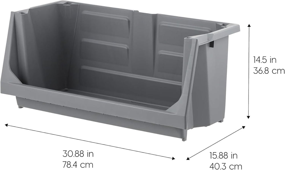 IRIS USA 6 Pack Open Front Storage Bins, Jumbo Heavy Duty Stackable Garage St...