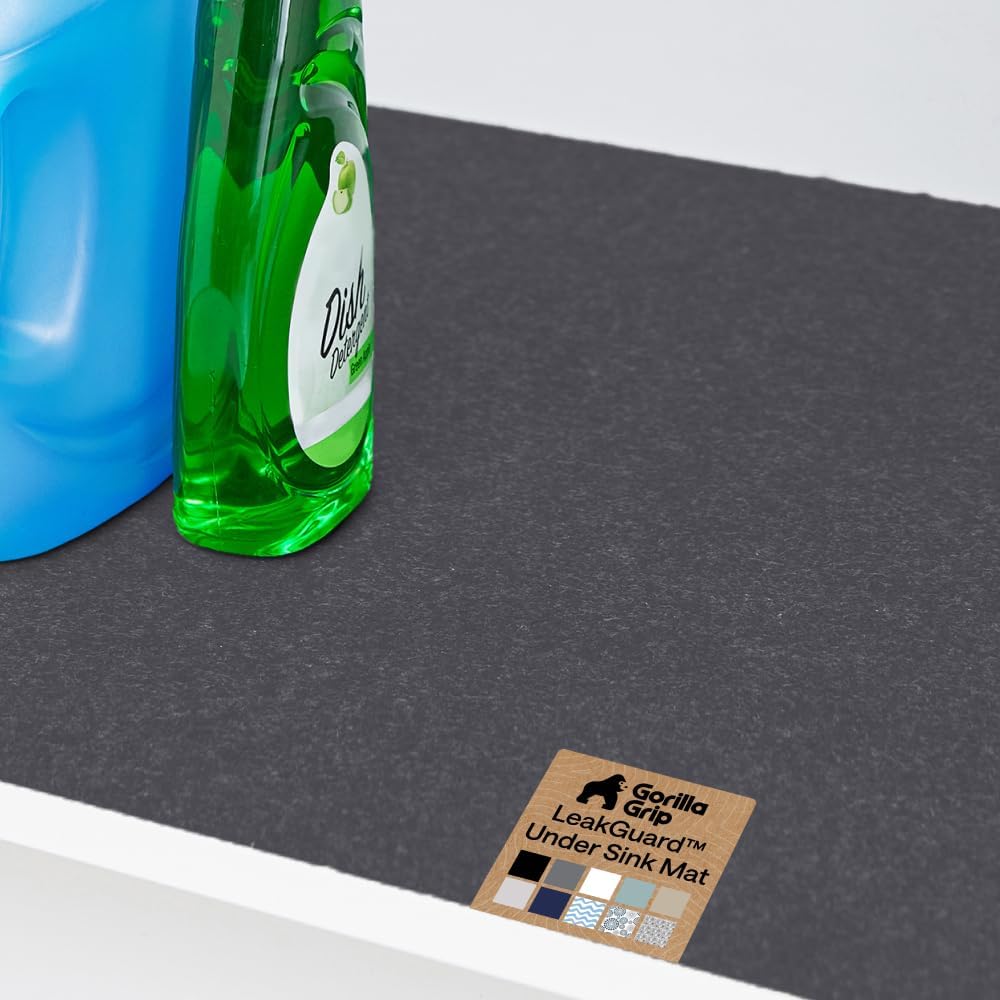 GORILLA GRIP LeakGuard Under Sink Mat for Kitchen Cabinet, 24x60 Charcoal