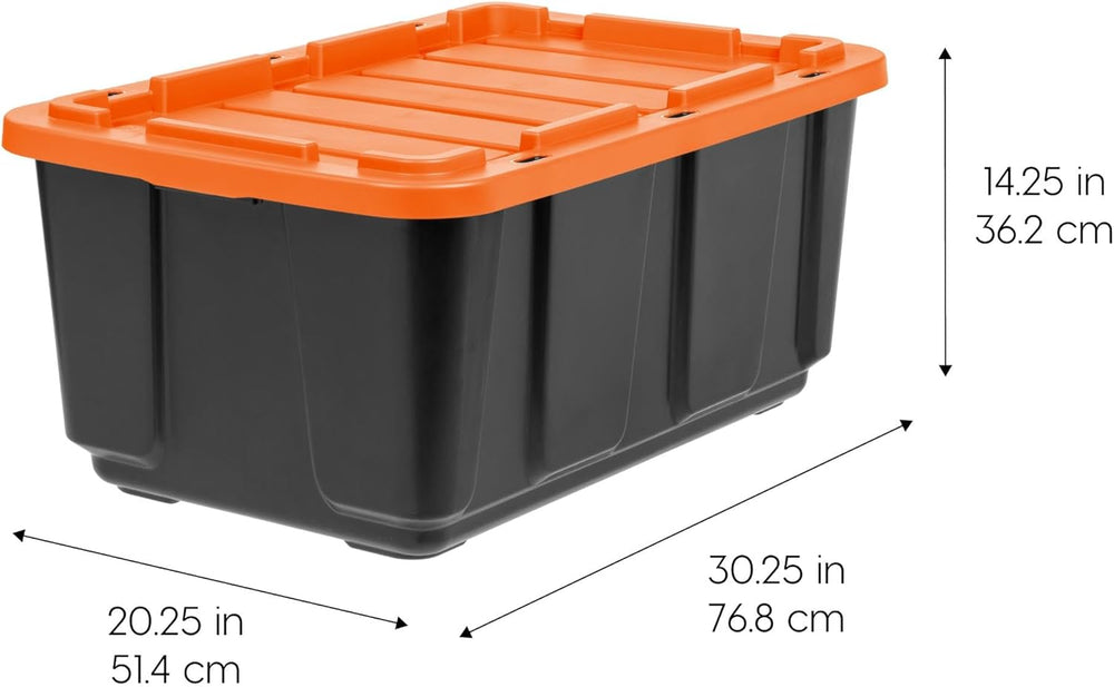 IRIS USA 3-Pack 27 Gal Heavy Duty Storage Tote Bins with Lids, Orange