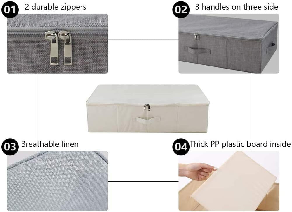 3Pcs 27.5x15.7x7" Collapsible Sturdy Under Bed Storage Bins, Closet Shelves