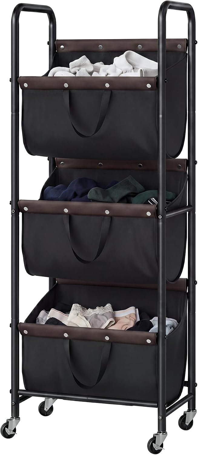 GRANNY SAYS 3 Tiered Laundry Sorter, Narrow Hamper Cart with Wheels
