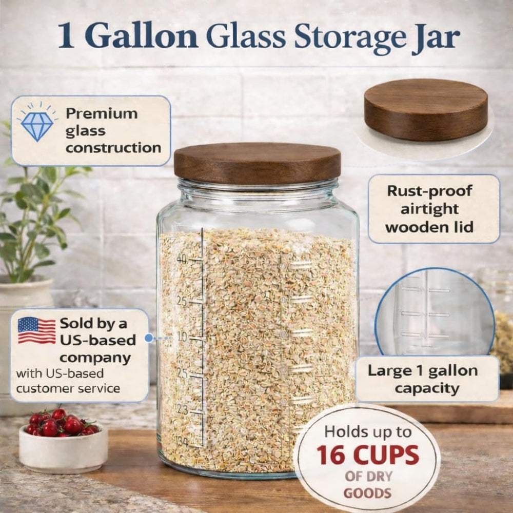 kitchentoolz Extra Large Mason Jar - 1 Gallon Glass Wide Mouth Jar with Airti...