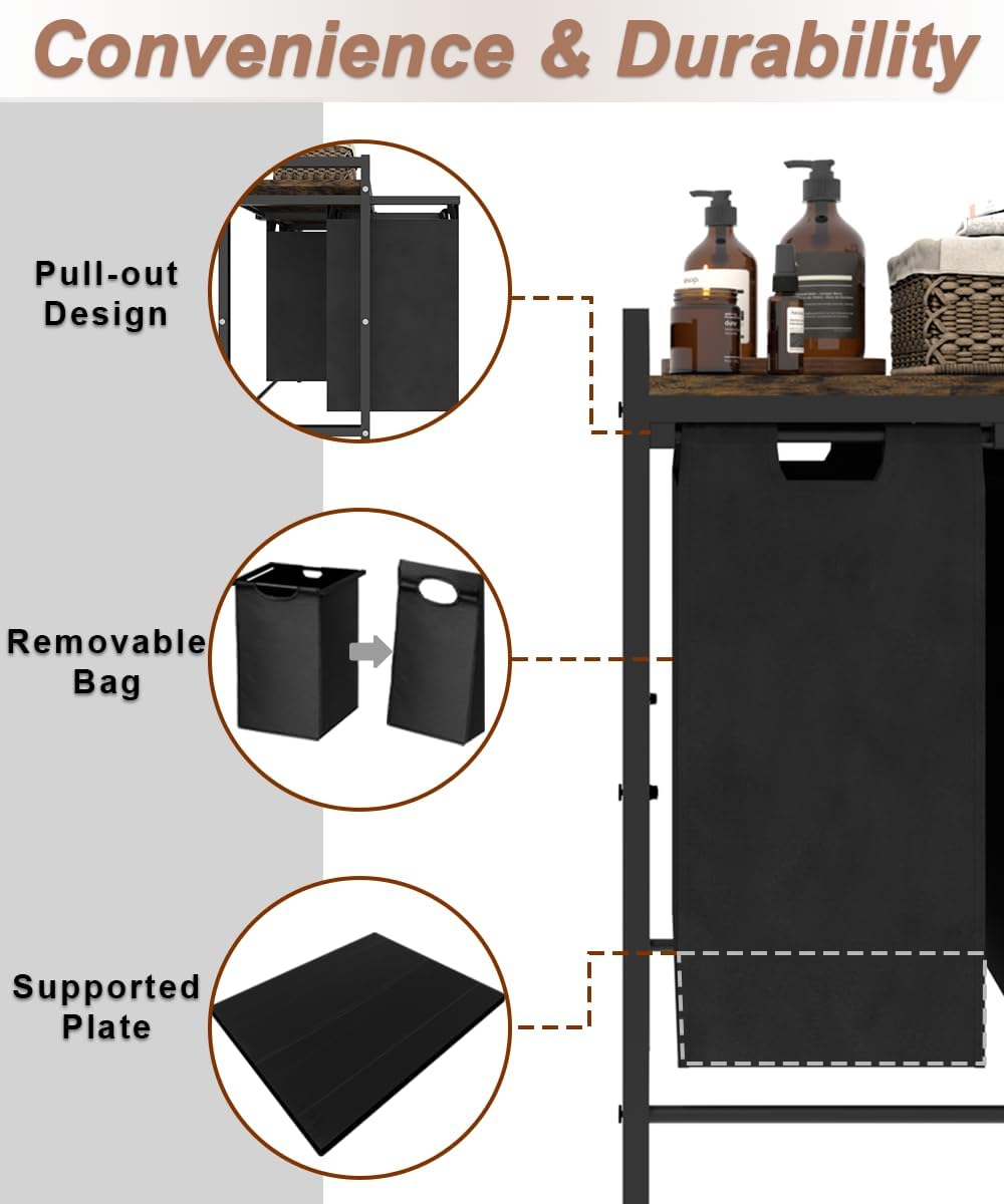10 x 3 Gal Large Laundry Hamper, Rustic Brown and Black