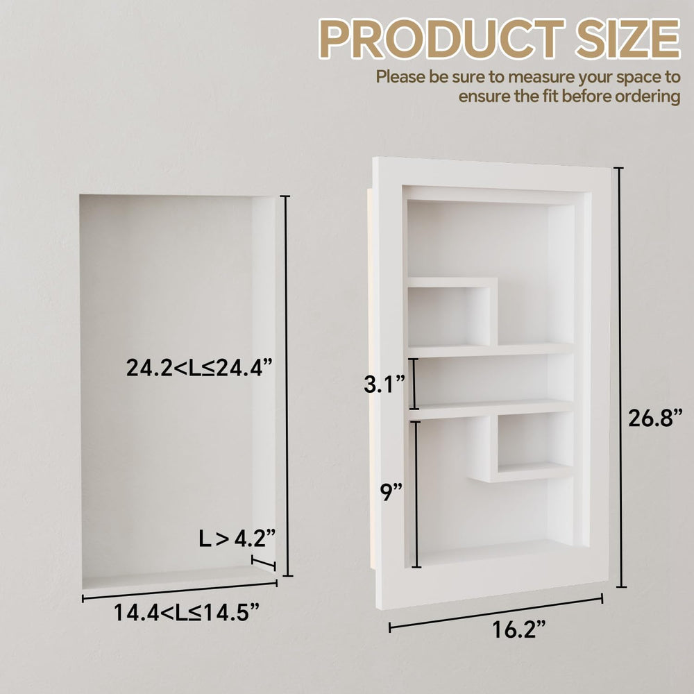 Solid Wood 14 X 24 Recessed Medicine Cabinet,3-Tier, Medicine Cabinet Organiz...