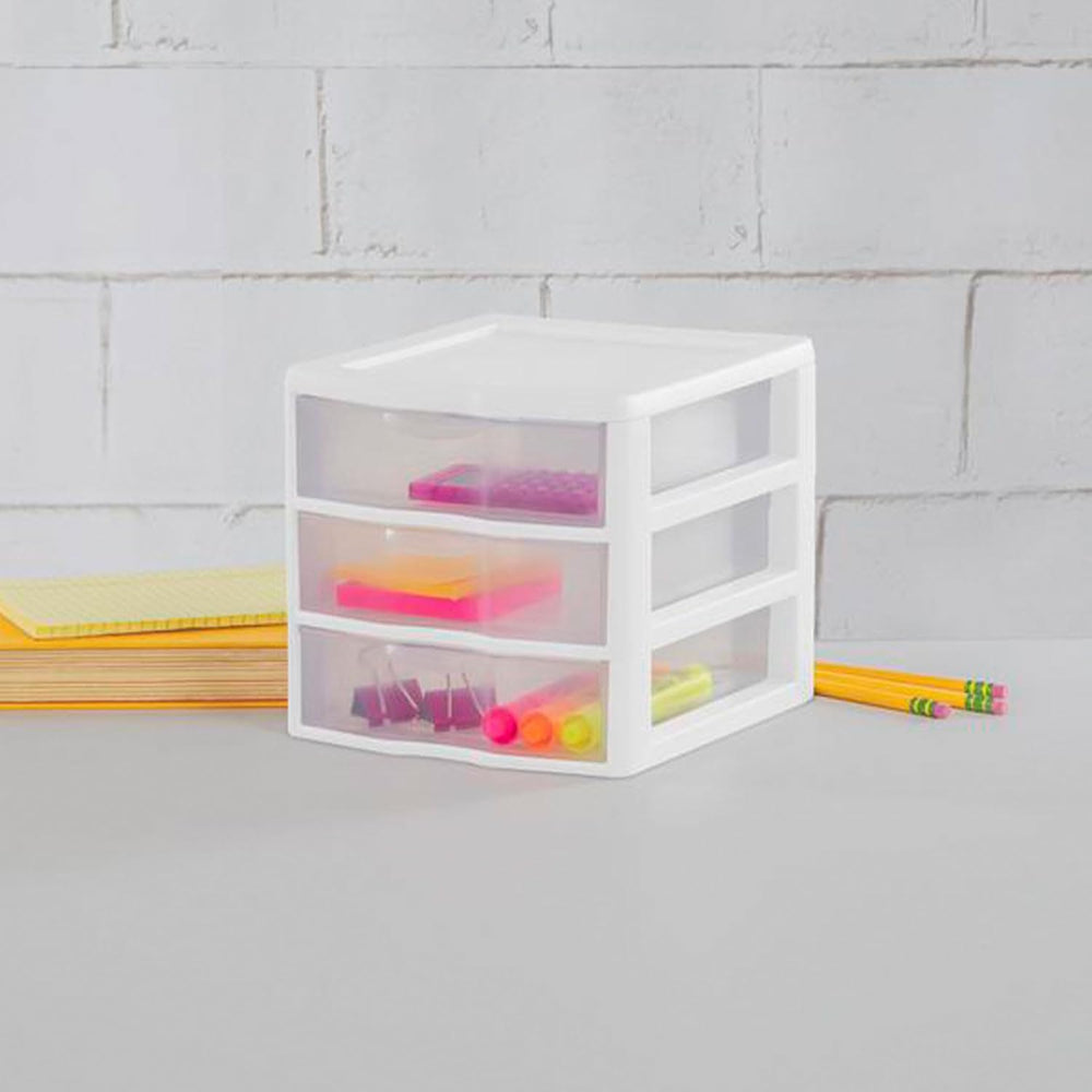 Sterilite Clearview Plastic Multipurpose Small 3 Drawer Desktop Storage Organ...