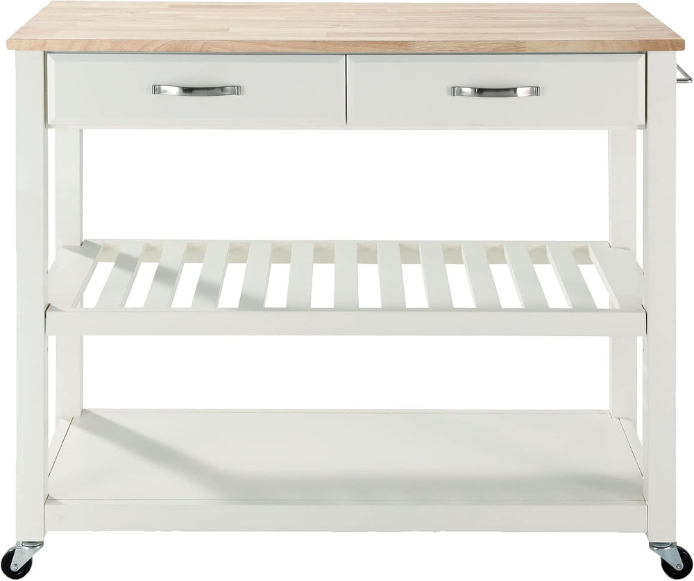 Crosley Furniture Wood Top Kitchen Prep Rolling Cart, Microwave Stand, Coffee...