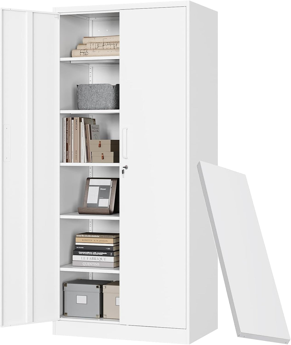 Letaya Metal Storage Cabinet with Lock Door Adjustable Shelf,72" Steel L...