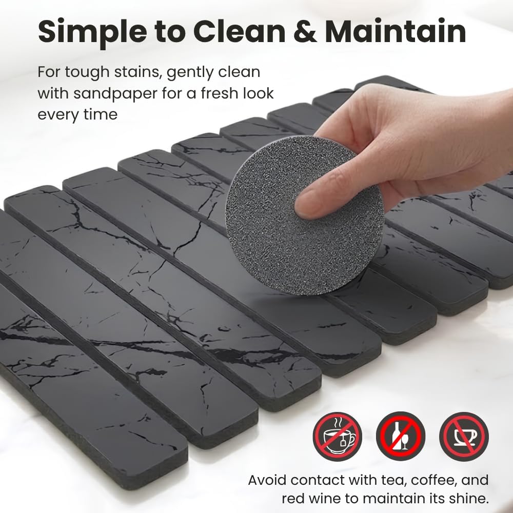 Large Stone Drying Mat for Kitchen Counter | Foldable Kitchen Pad