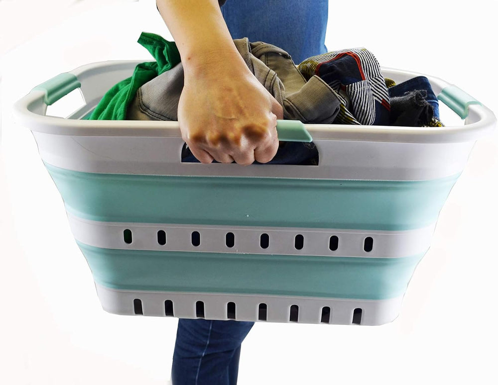 SAMMART Set of 2-30L (8 gallon) Collapsible Plastic Laundry Basket - Foldable...