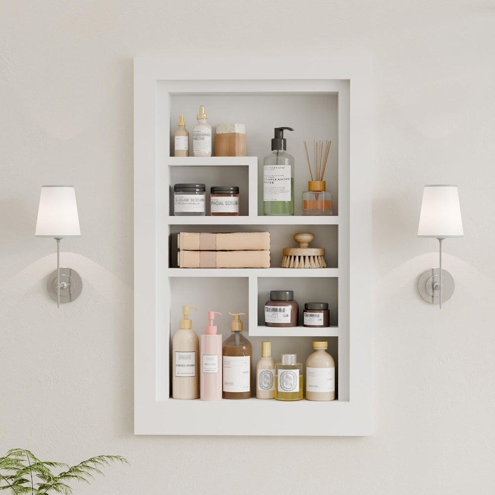 Solid Wood 14 X 24 Recessed Medicine Cabinet,3-Tier, Medicine Cabinet Organiz...
