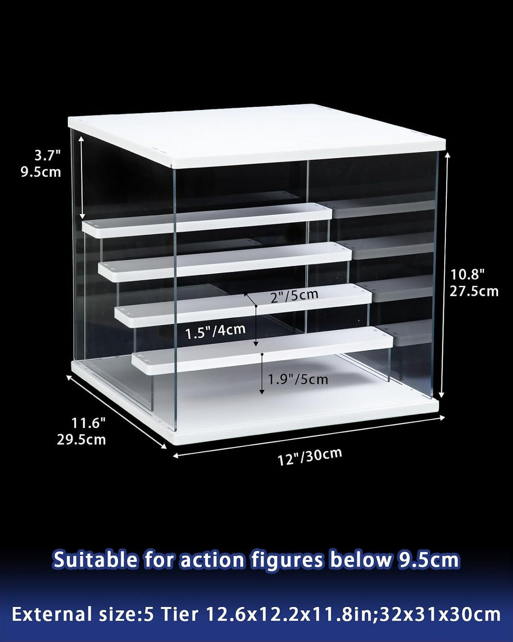 Clear Acrylic Display Case with LED Lights for Figures Collectibles