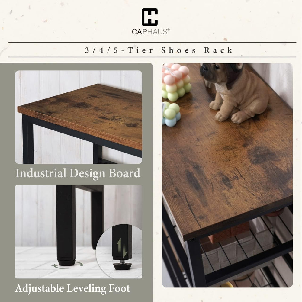 CAPHAUS 3-Tier Shoe Rack for Entryway, Mudroom Shoe Bench, Small Shoe Rack, M...