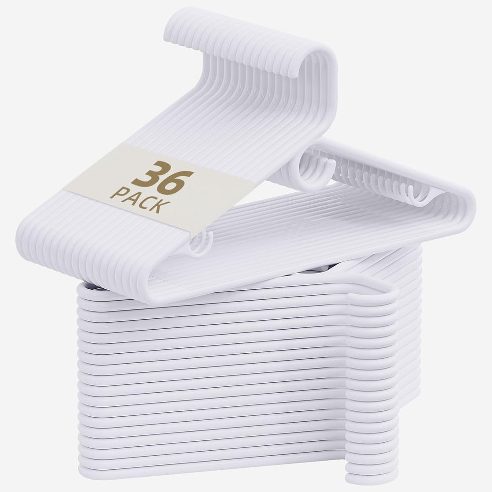 White Plastic Hangers, Heavy Duty Clothes Hangers with Center Hook