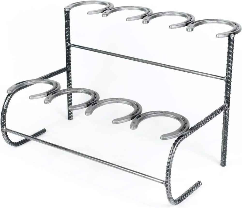 Rustic Double Decker Horseshoe Boot Rack - 4 pairs