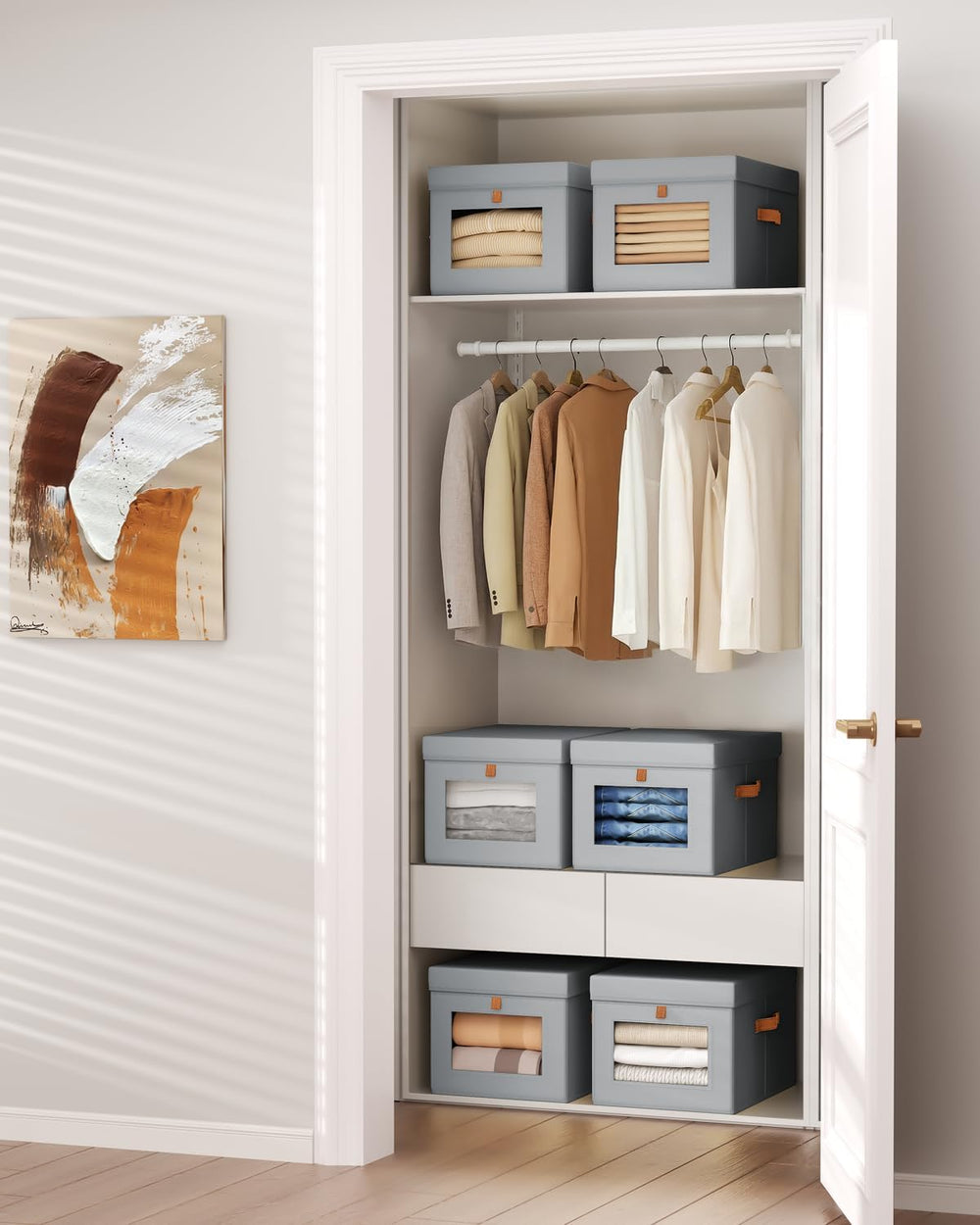 Homsorout Storage Bins with Lid – Closet Organizer with Side Opening and Clea...