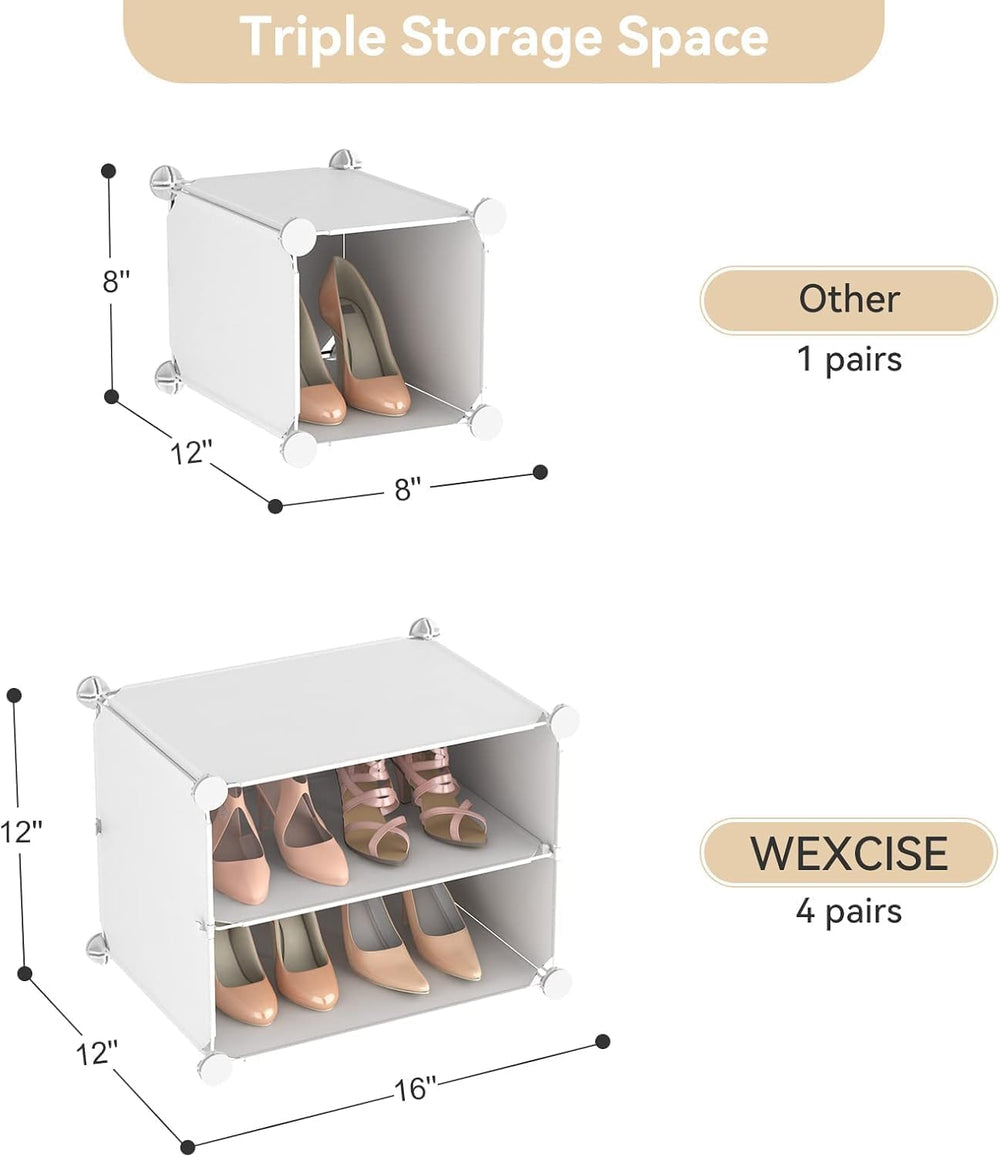 Portable Shoe Rack Organizer with Door, 96 Pairs Shoe Storage Cabinet Easy As...