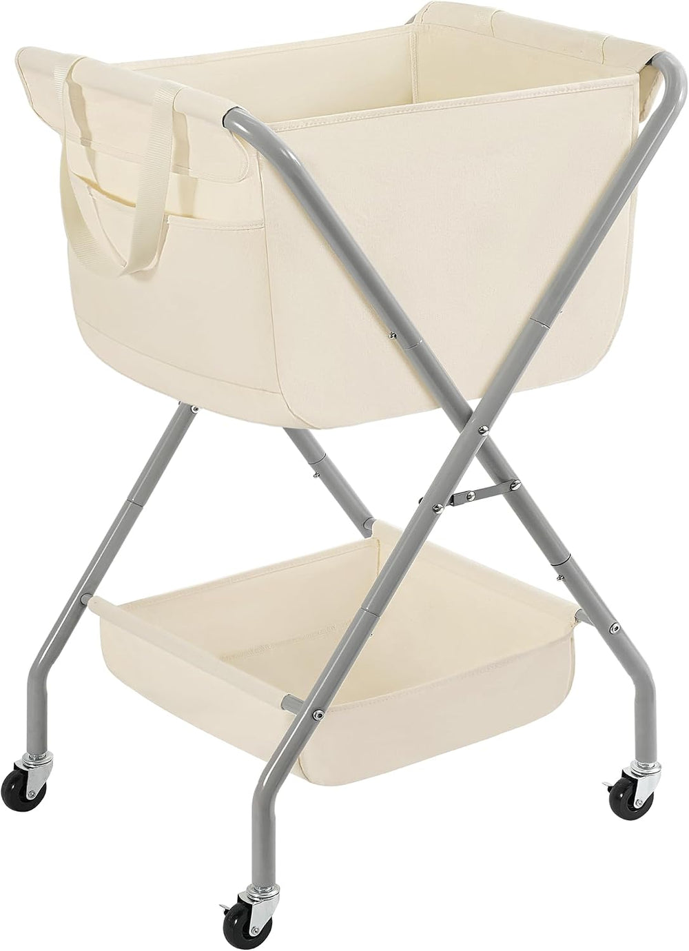 STORAGE MANIAC Collapsible Laundry Cart with Wheels 35.6"H Removable Can...