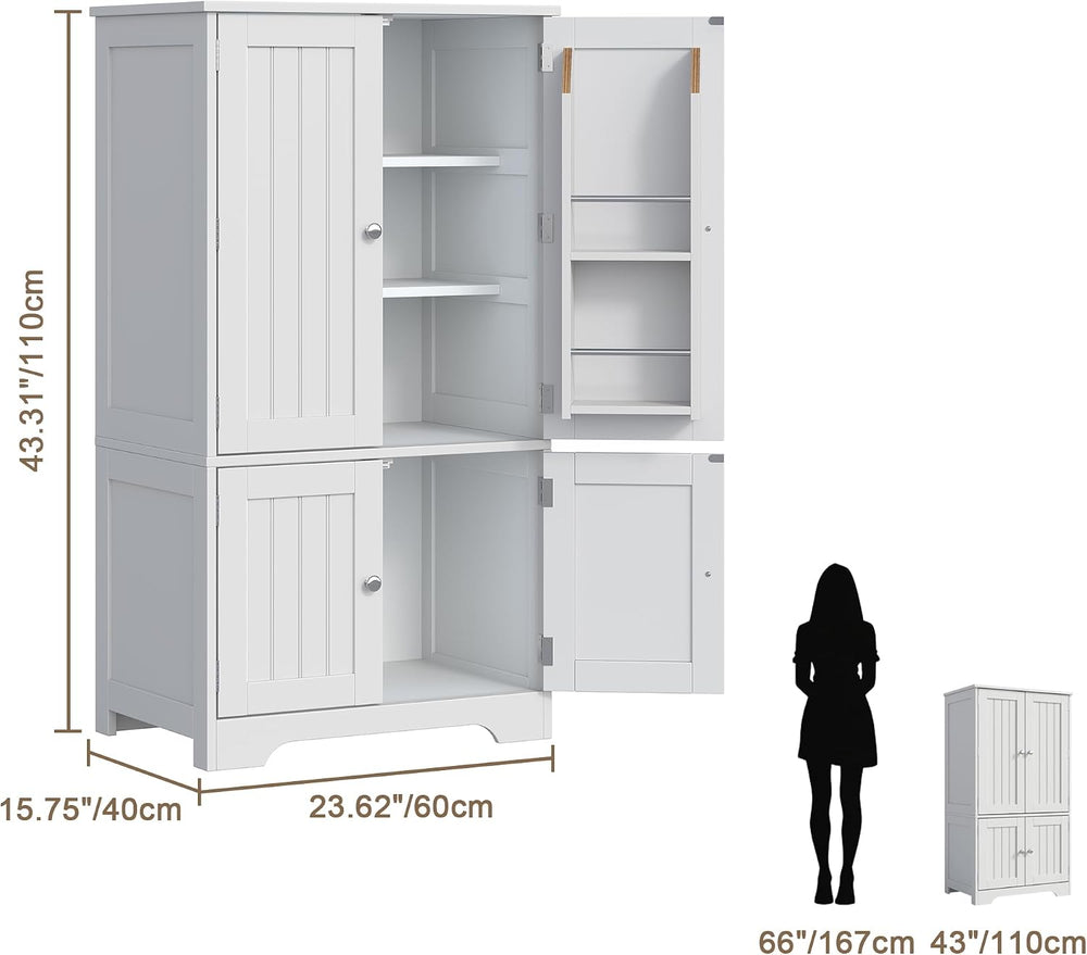 ChooChoo 43" H Pantry Cabinet with 4 Doors & 4 Door Shelves