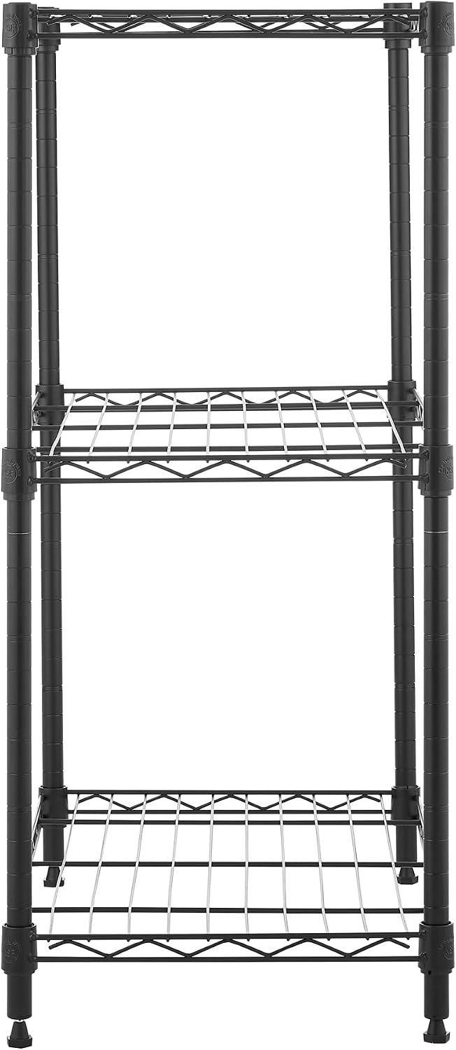 3-Tier Metal Wire Shelf, 250 lb/Shelf, Black, 13.5x23.3x30.1 in